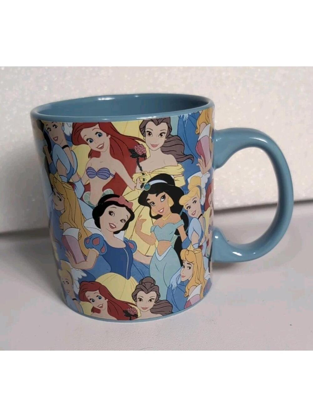 Disney Princess Large 20 Oz Ceramic Mug Blue Snow White Cinderella Belle Aurora
